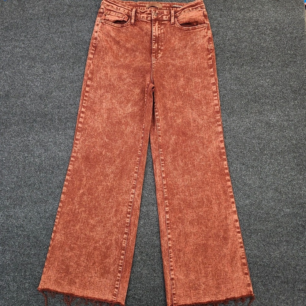 Judy Blue Womens 15|32 Burnt Orange Dyed Jeans Retro Wide Leg Western Boho Nomad